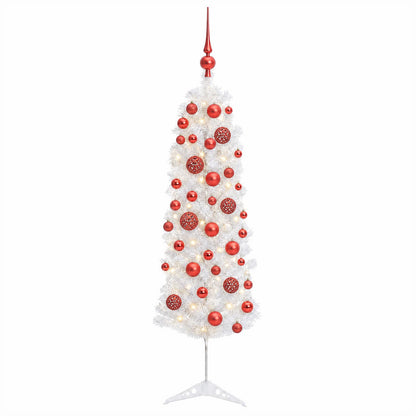 vidaXL Artificial Slim Christmas Tree with Bauble 120 cm 150 LEDs