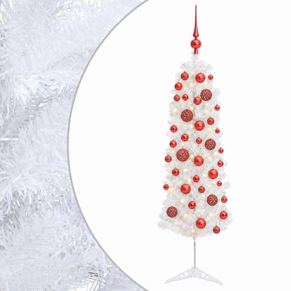 vidaXL Artificial Slim Christmas Tree with Bauble 150 cm 150 LEDs