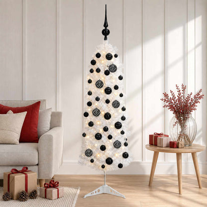 vidaXL Artificial Slim Christmas Tree with Bauble 150 cm 150 LEDs