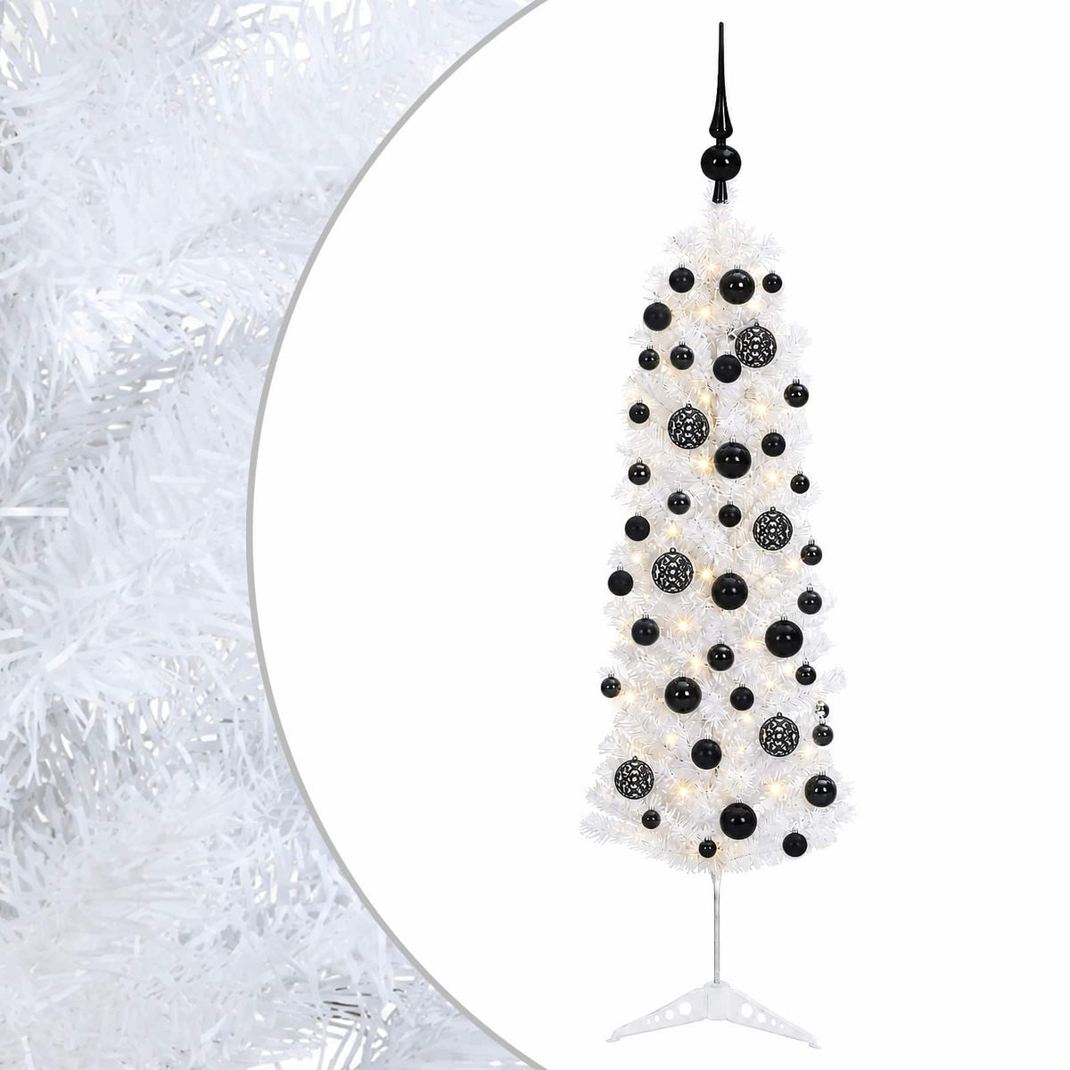 vidaXL Artificial Slim Christmas Tree with Bauble 120 cm 150 LEDs