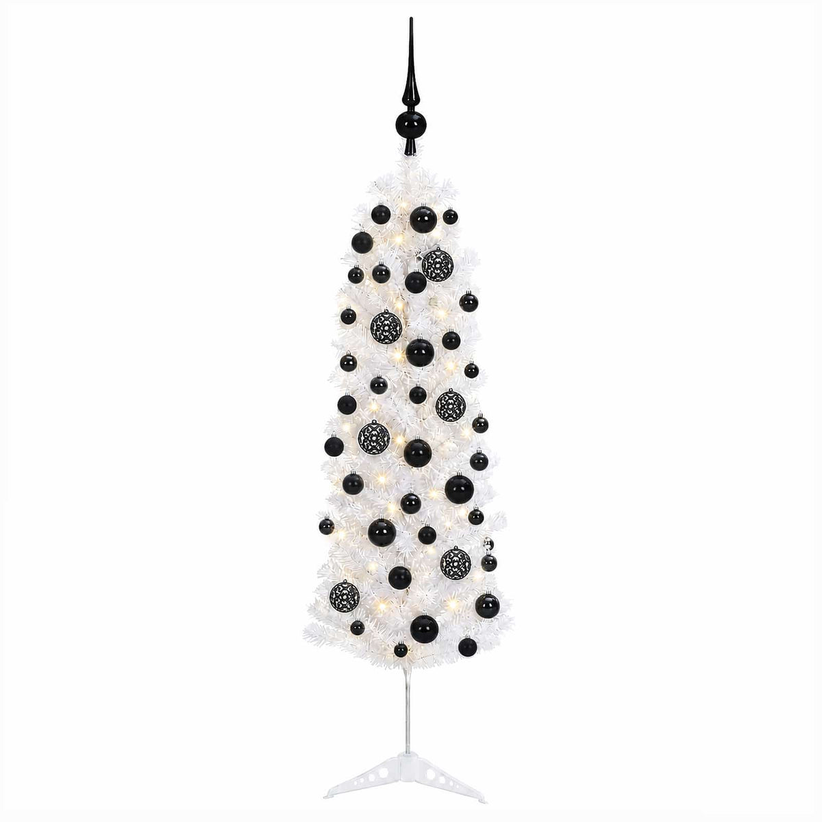 vidaXL Artificial Slim Christmas Tree with Bauble 150 cm 150 LEDs