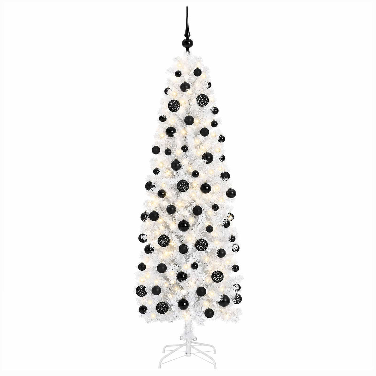 vidaXL Artificial Slim Christmas Tree with Bauble 240 cm 300 LEDs