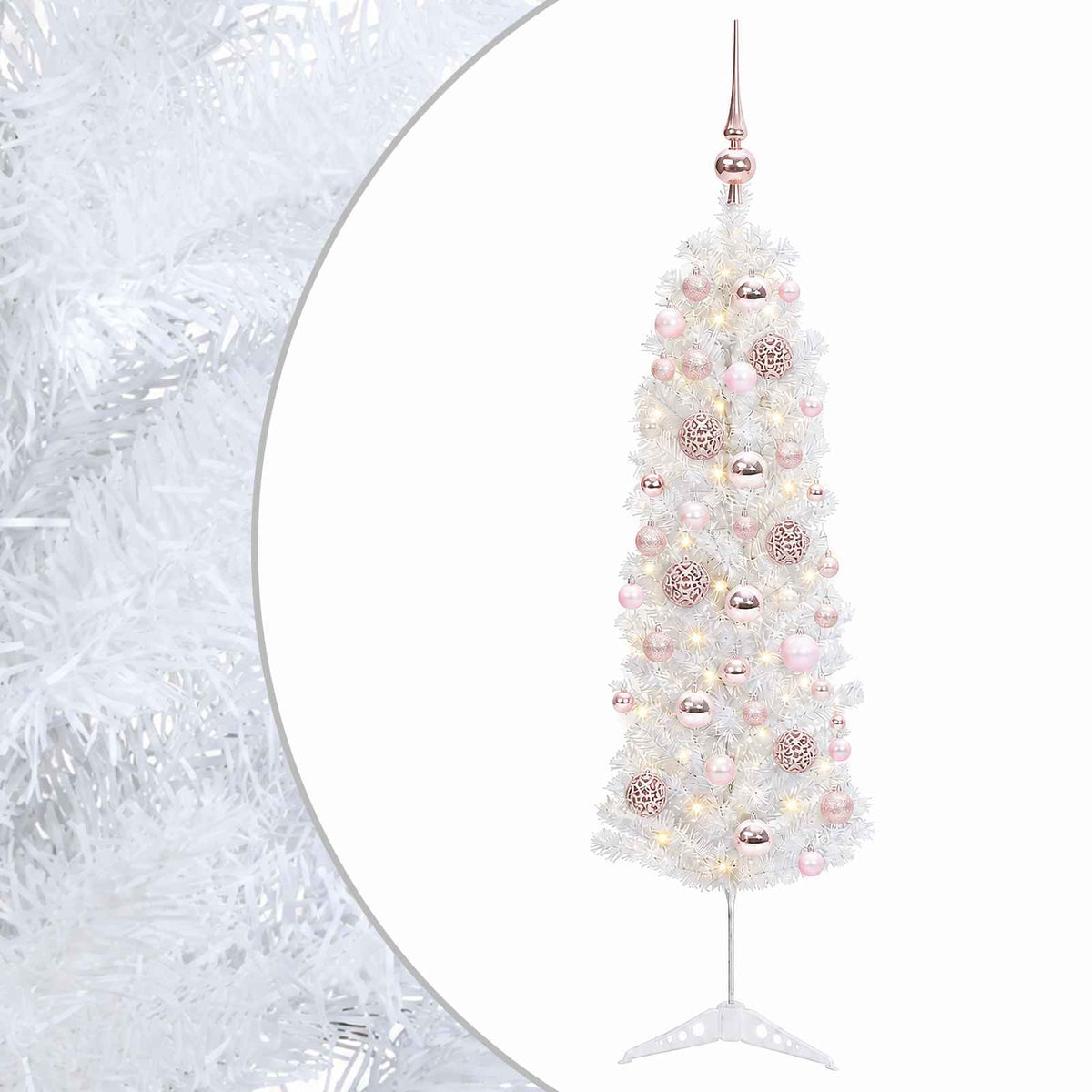 vidaXL Artificial Slim Christmas Tree with Bauble 120 cm 150 LEDs