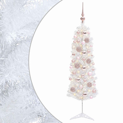 vidaXL Artificial Slim Christmas Tree with Bauble 120 cm 150 LEDs