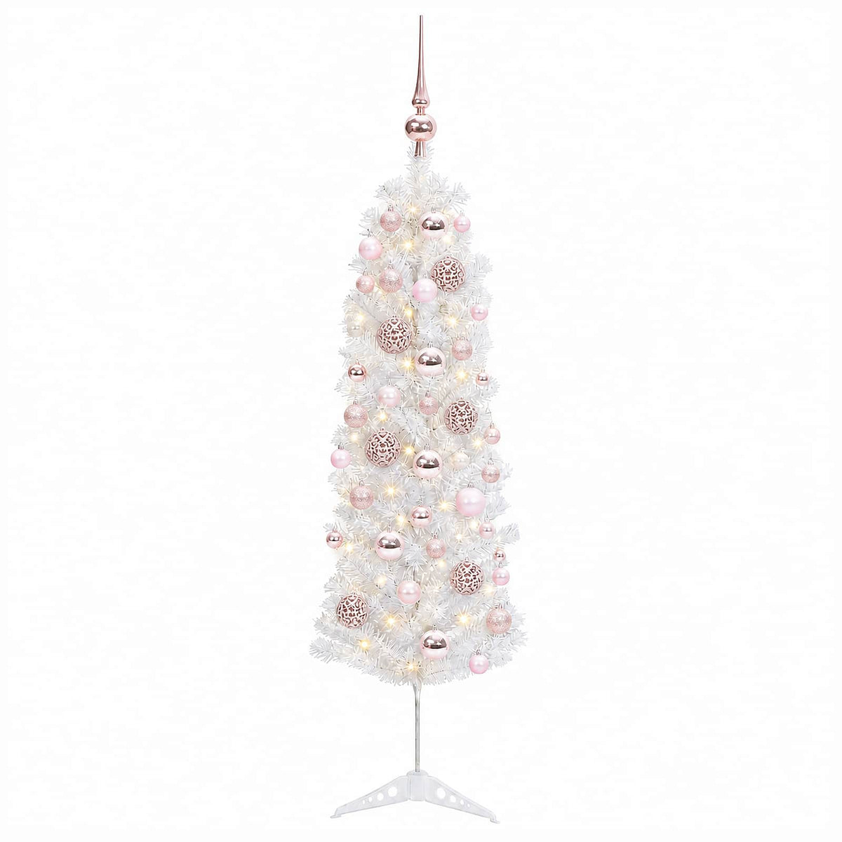 vidaXL Artificial Slim Christmas Tree with Bauble 120 cm 150 LEDs