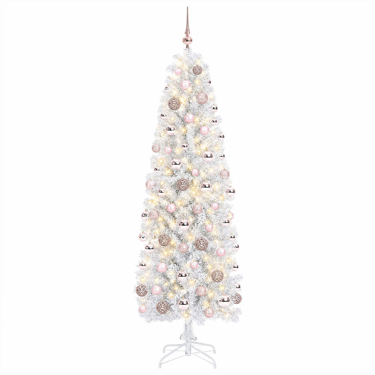 vidaXL Artificial Slim Christmas Tree with Bauble 240 cm 300 LEDs