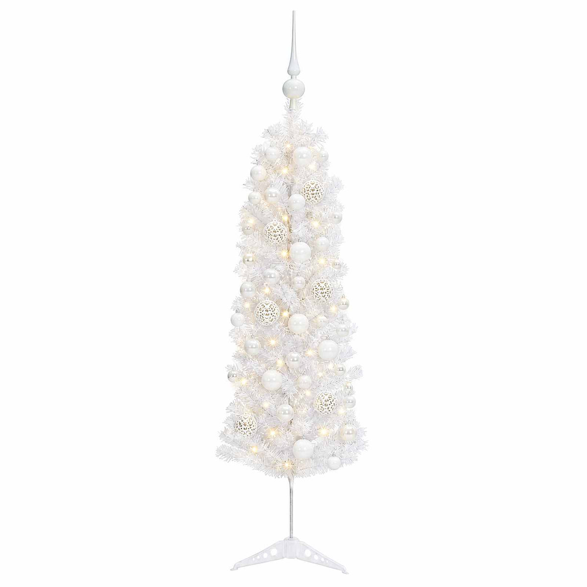 vidaXL Artificial Slim Christmas Tree with Bauble 120 cm 150 LEDs