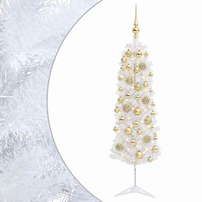 vidaXL Artificial Slim Christmas Tree with Bauble 120 cm 150 LEDs