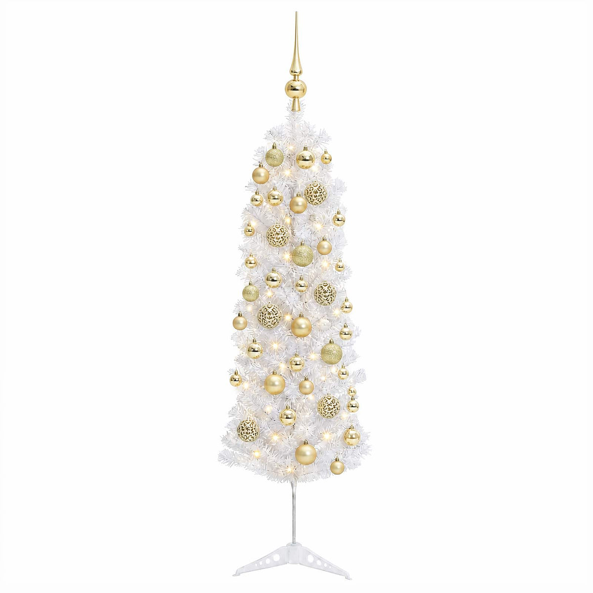 vidaXL Artificial Slim Christmas Tree with Bauble 120 cm 150 LEDs