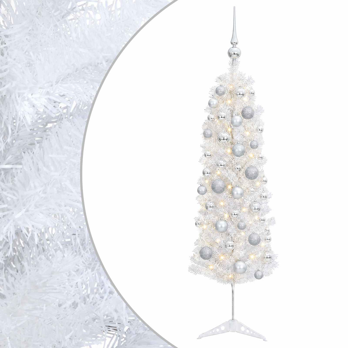 vidaXL Artificial Slim Christmas Tree with Bauble 120 cm 150 LEDs