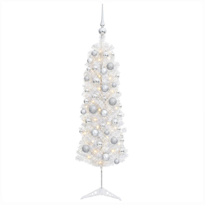 vidaXL Artificial Slim Christmas Tree with Bauble 120 cm 150 LEDs
