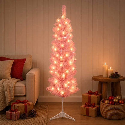 vidaXL Artificial Slim Christmas Tree 150 cm 150 LEDs Warm White