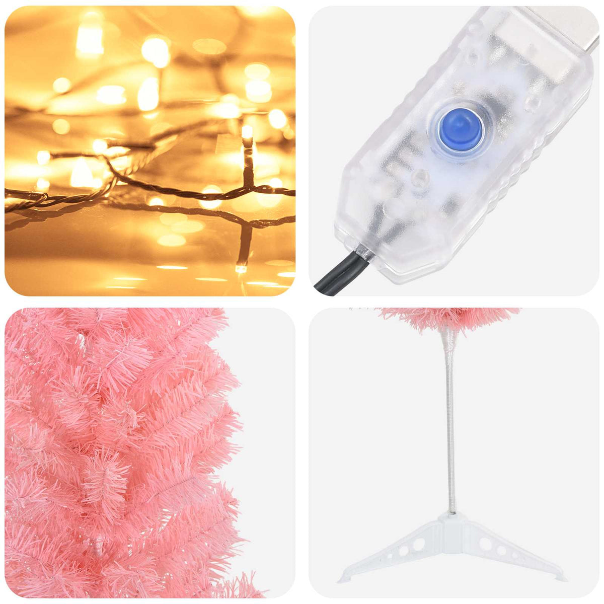 vidaXL Artificial Slim Christmas Tree 120 cm 150 LEDs Warm White