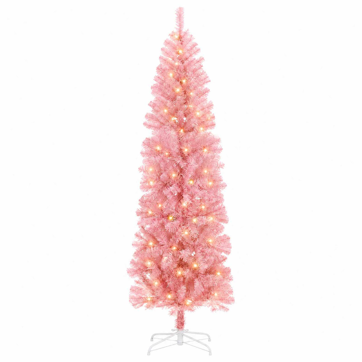 vidaXL Artificial Slim Christmas Tree 210 cm 300 LEDs Warm White