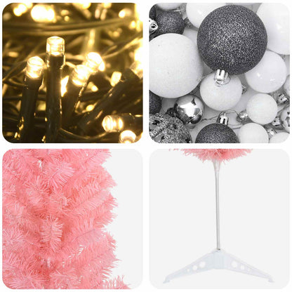 vidaXL Artificial Slim Christmas Tree with Bauble 120 cm 150 LEDs