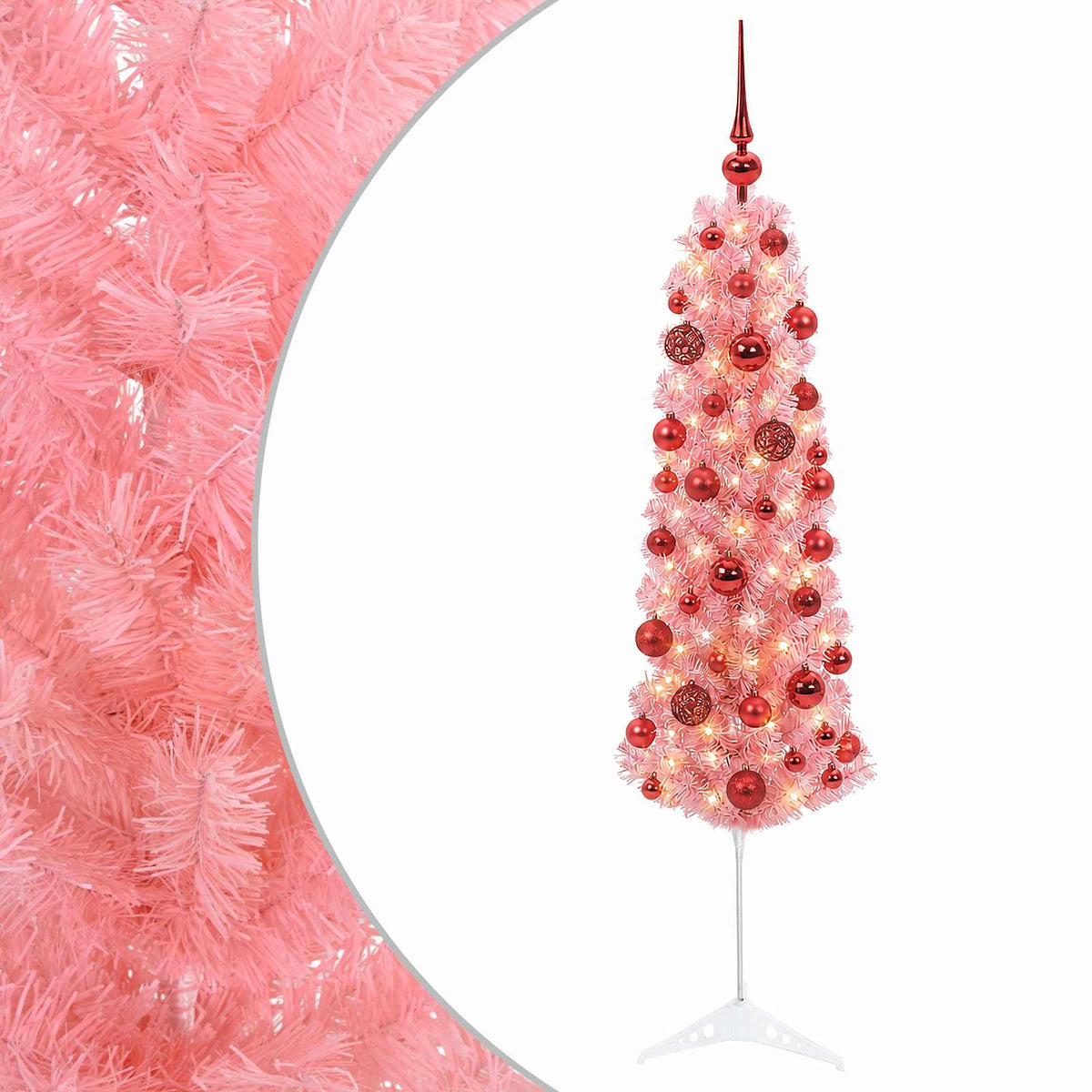 vidaXL Artificial Slim Christmas Tree with Bauble 120 cm 150 LEDs