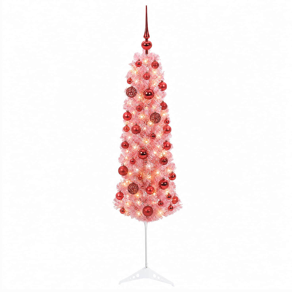 vidaXL Artificial Slim Christmas Tree with Bauble 150 cm 150 LEDs