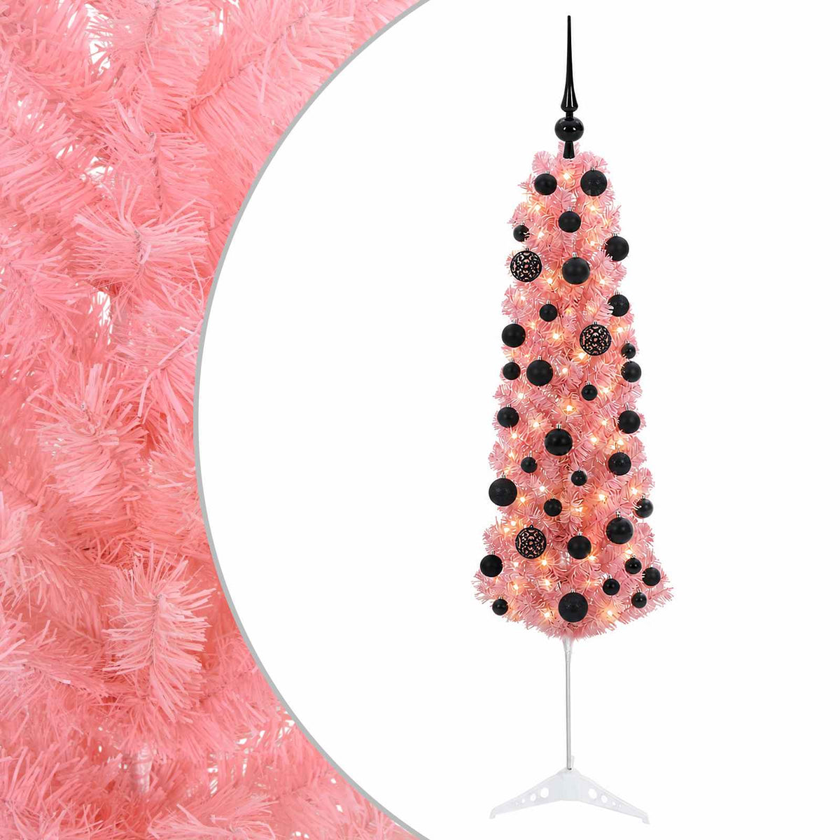vidaXL Artificial Slim Christmas Tree with Bauble 120 cm 150 LEDs