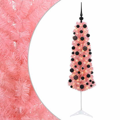 vidaXL Artificial Slim Christmas Tree with Bauble 120 cm 150 LEDs