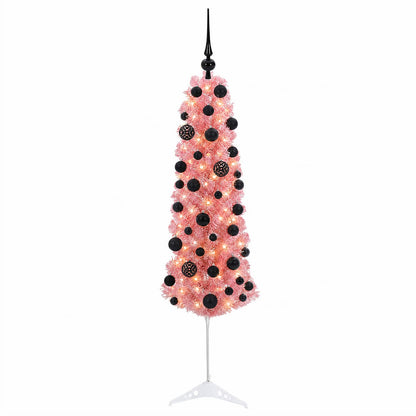 vidaXL Artificial Slim Christmas Tree with Bauble 120 cm 150 LEDs
