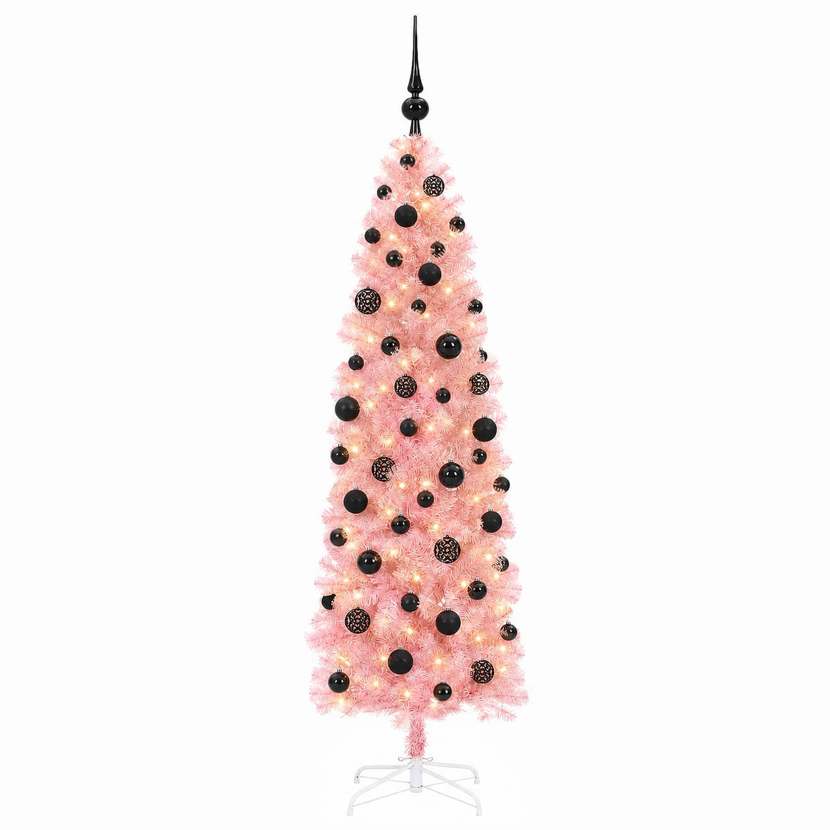 vidaXL Artificial Slim Christmas Tree with Bauble 240 cm 300 LEDs