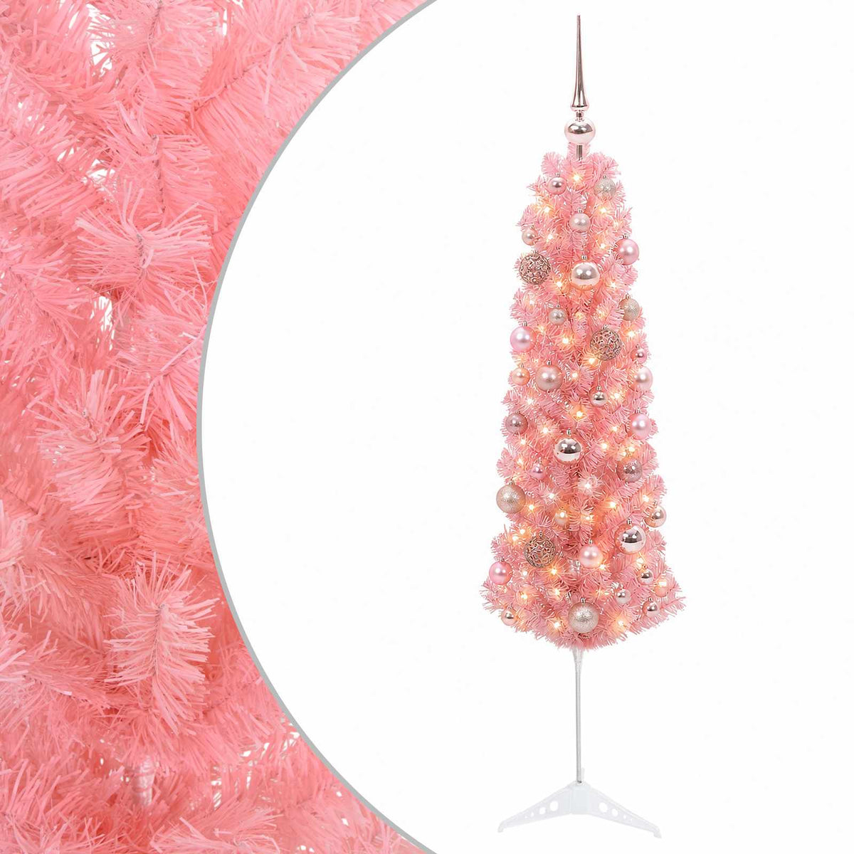 vidaXL Artificial Slim Christmas Tree with Bauble 120 cm 150 LEDs