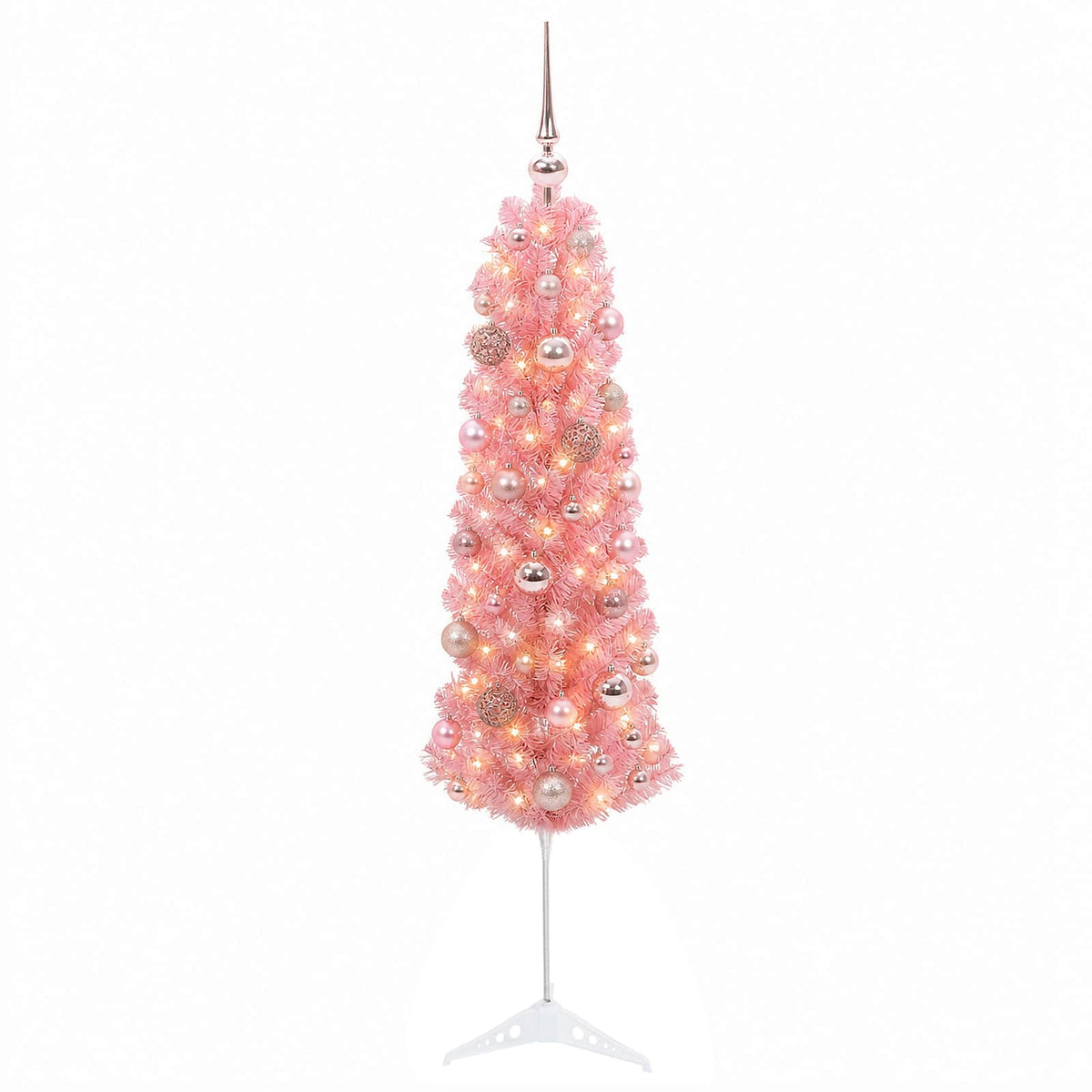 vidaXL Artificial Slim Christmas Tree with Bauble 120 cm 150 LEDs