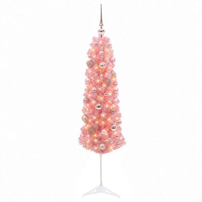 vidaXL Artificial Slim Christmas Tree with Bauble 120 cm 150 LEDs