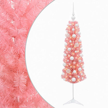 vidaXL Artificial Slim Christmas Tree with Bauble 120 cm 150 LEDs