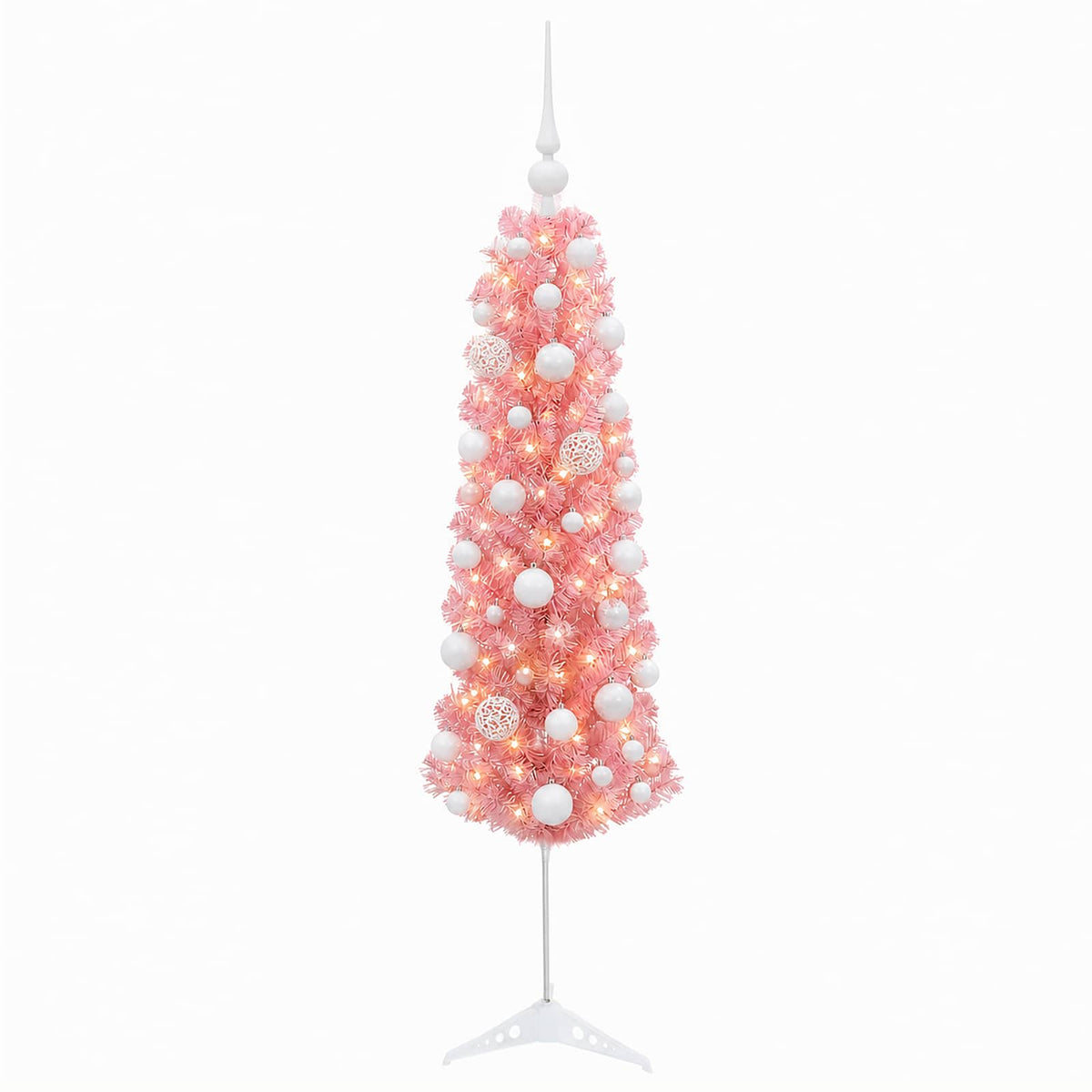 vidaXL Artificial Slim Christmas Tree with Bauble 120 cm 150 LEDs