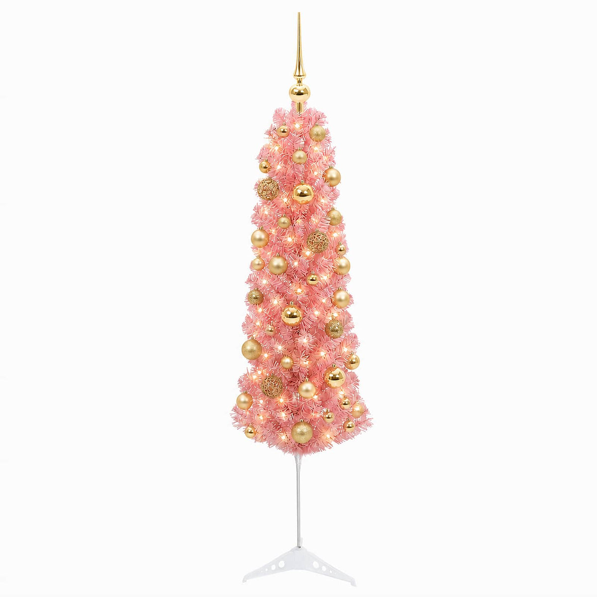 vidaXL Artificial Slim Christmas Tree with Bauble 120 cm 150 LEDs
