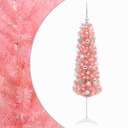 vidaXL Artificial Slim Christmas Tree with Bauble 120 cm 150 LEDs