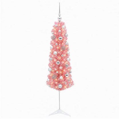 vidaXL Artificial Slim Christmas Tree with Bauble 120 cm 150 LEDs