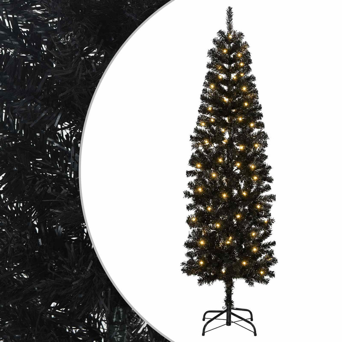 vidaXL Artificial Slim Christmas Tree 180 cm 300 LEDs Warm White