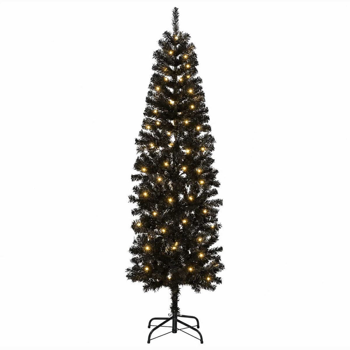 vidaXL Artificial Slim Christmas Tree 180 cm 300 LEDs Warm White