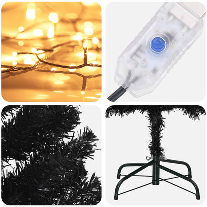 vidaXL Artificial Slim Christmas Tree 210 cm 300 LEDs Warm White