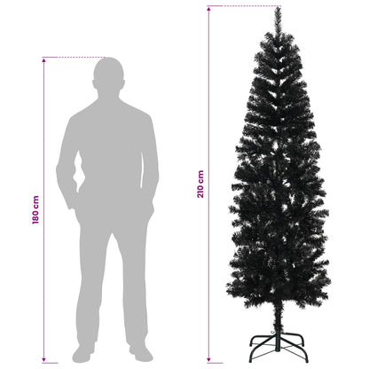 vidaXL Artificial Slim Christmas Tree 210 cm 300 LEDs Warm White