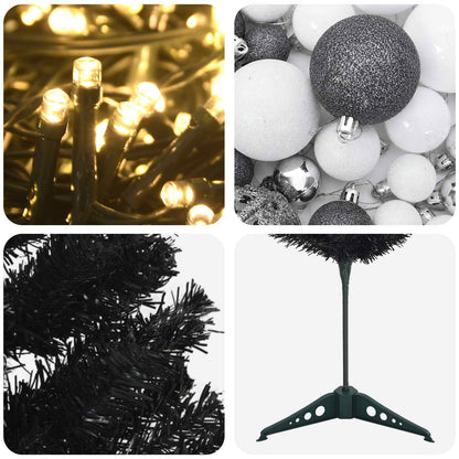 vidaXL Artificial Slim Christmas Tree with Bauble 120 cm 150 LEDs