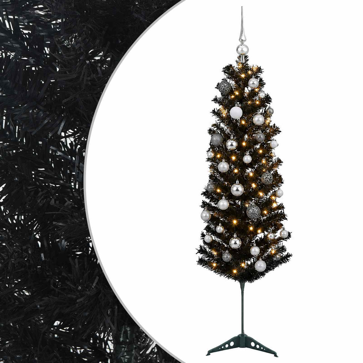 vidaXL Artificial Slim Christmas Tree with Bauble 150 cm 150 LEDs