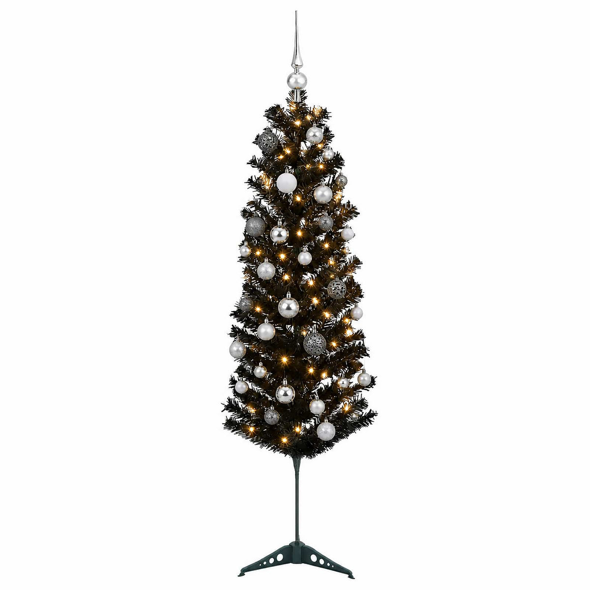 vidaXL Artificial Slim Christmas Tree with Bauble 150 cm 150 LEDs
