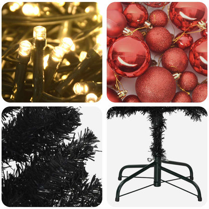 vidaXL Artificial Slim Christmas Tree with Bauble 180 cm 300 LEDs