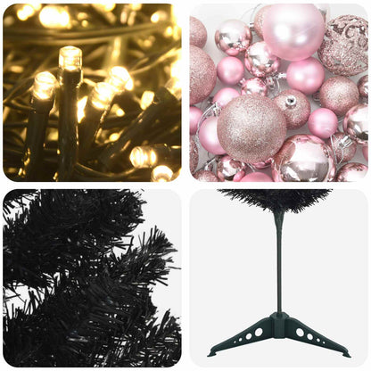 vidaXL Artificial Slim Christmas Tree with Bauble 150 cm 150 LEDs