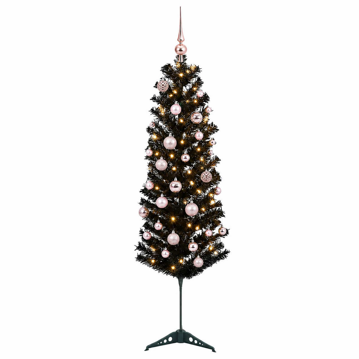 vidaXL Artificial Slim Christmas Tree with Bauble 150 cm 150 LEDs