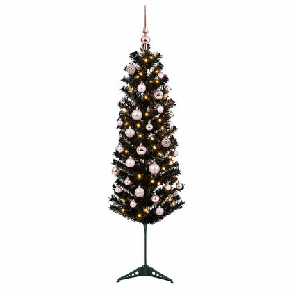 vidaXL Artificial Slim Christmas Tree with Bauble 150 cm 150 LEDs