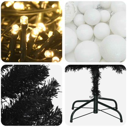 vidaXL Artificial Slim Christmas Tree with Bauble 180 cm 300 LEDs