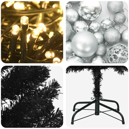 vidaXL Artificial Slim Christmas Tree with Bauble 240 cm 300 LEDs