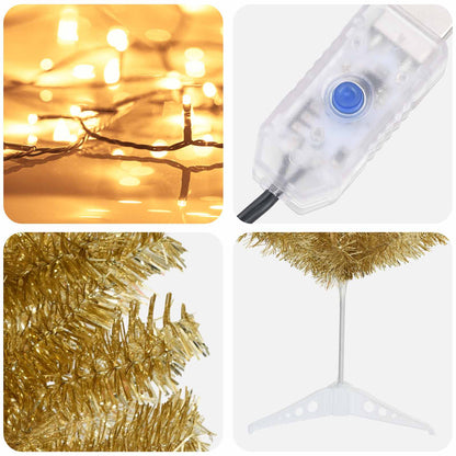 vidaXL Artificial Slim Christmas Tree 150 cm 150 LEDs Warm White
