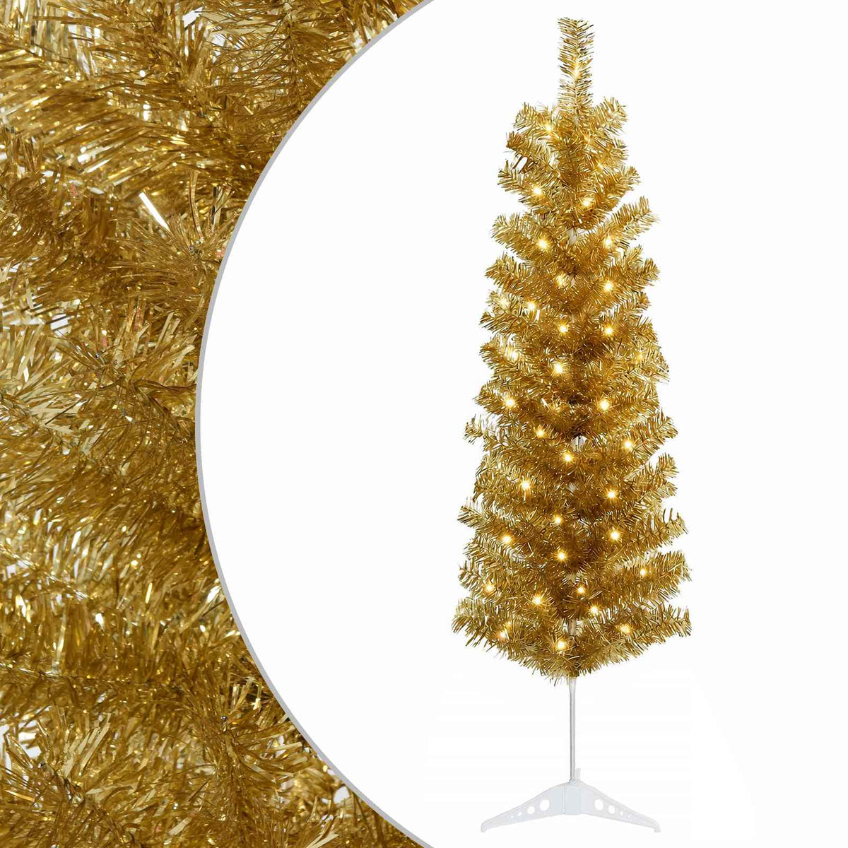 vidaXL Artificial Slim Christmas Tree 150 cm 150 LEDs Warm White