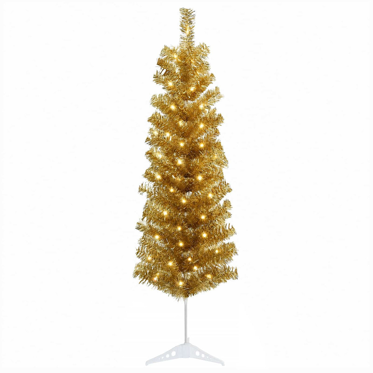 vidaXL Artificial Slim Christmas Tree 150 cm 150 LEDs Warm White