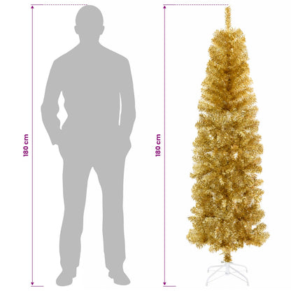 vidaXL Artificial Slim Christmas Tree 180 cm 300 LEDs Warm White